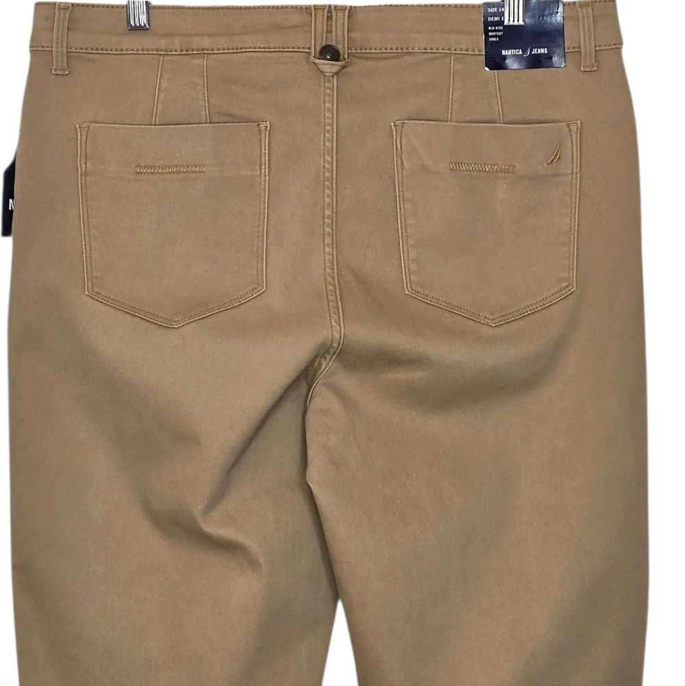 Nautica Tan Mid-Rise Demi Bootcut Sateen Pant Size 14 - Picture 5 of 9
